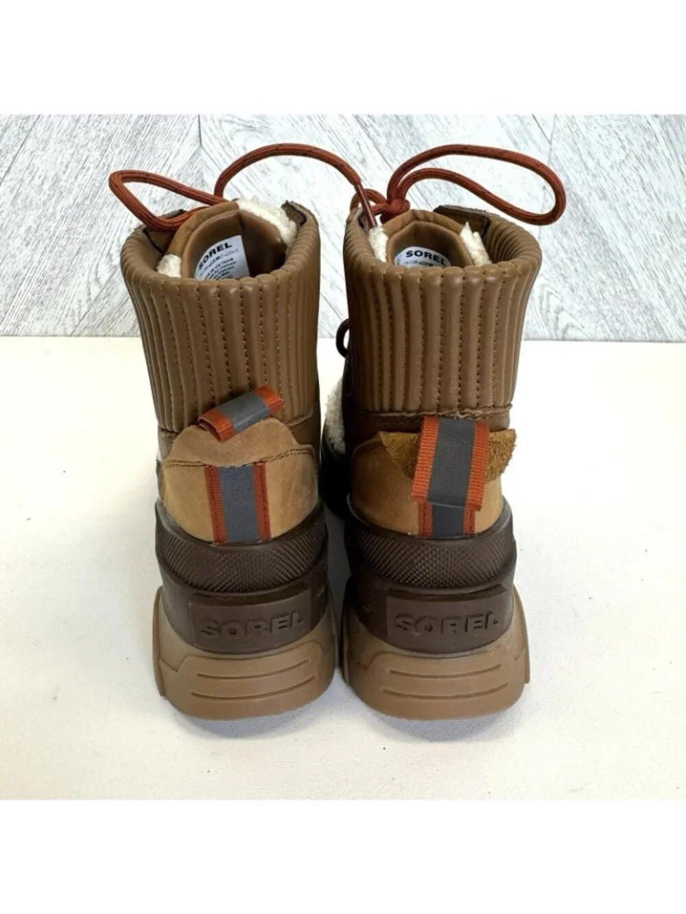 Sorel Brex Cozy Lace Up Boots Womens Size 5.5 Tan Sherpa NL4812-242 NWOB NEW